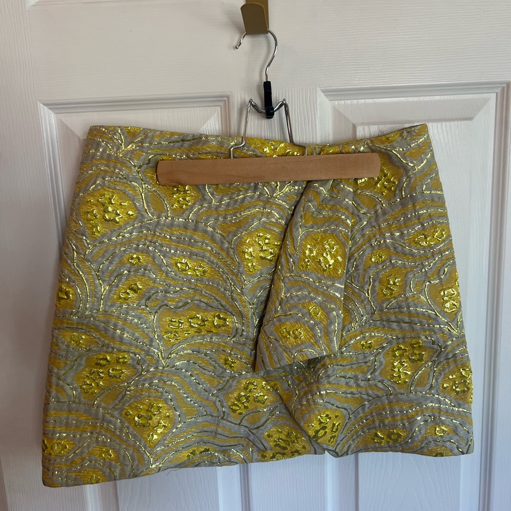 H&M Yellow Embellished Wrap Mini Skirt